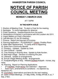 Parish Council Meeting Mon 2 Mar 26
